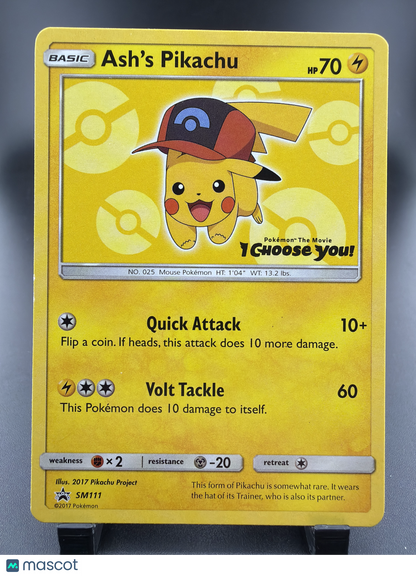 2017 Sun & Moon Ash's Pikachu Black Star Promo #SM111