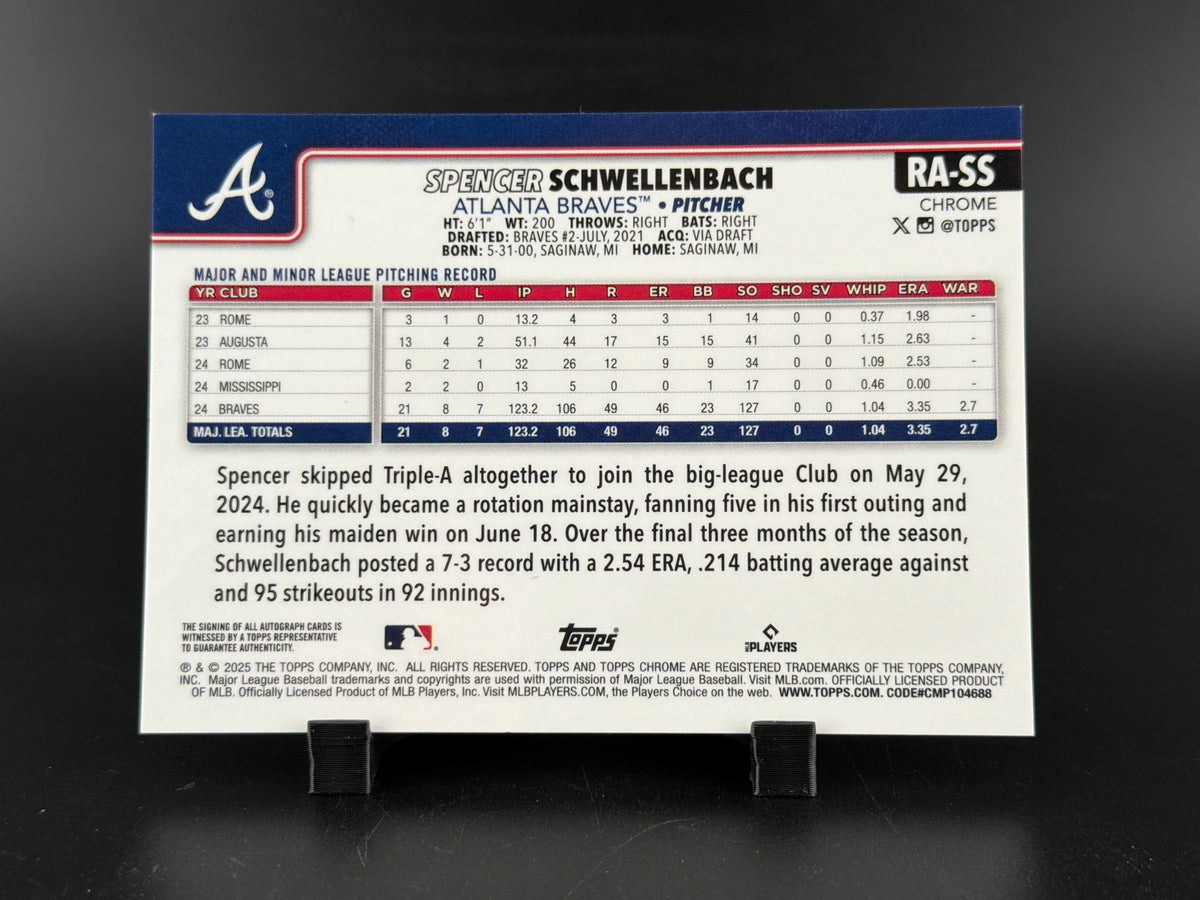2025 Topps Chrome Spencer Schwellenbach #RA-SS Blue Refractor /150 RC