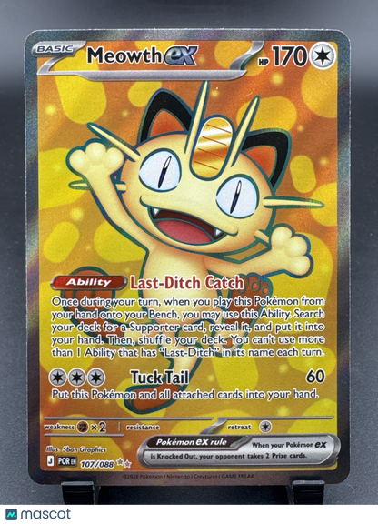 2026 Mega Evolution – Perfect Order Meowth EX Holo Secret Rare SAR #107/88