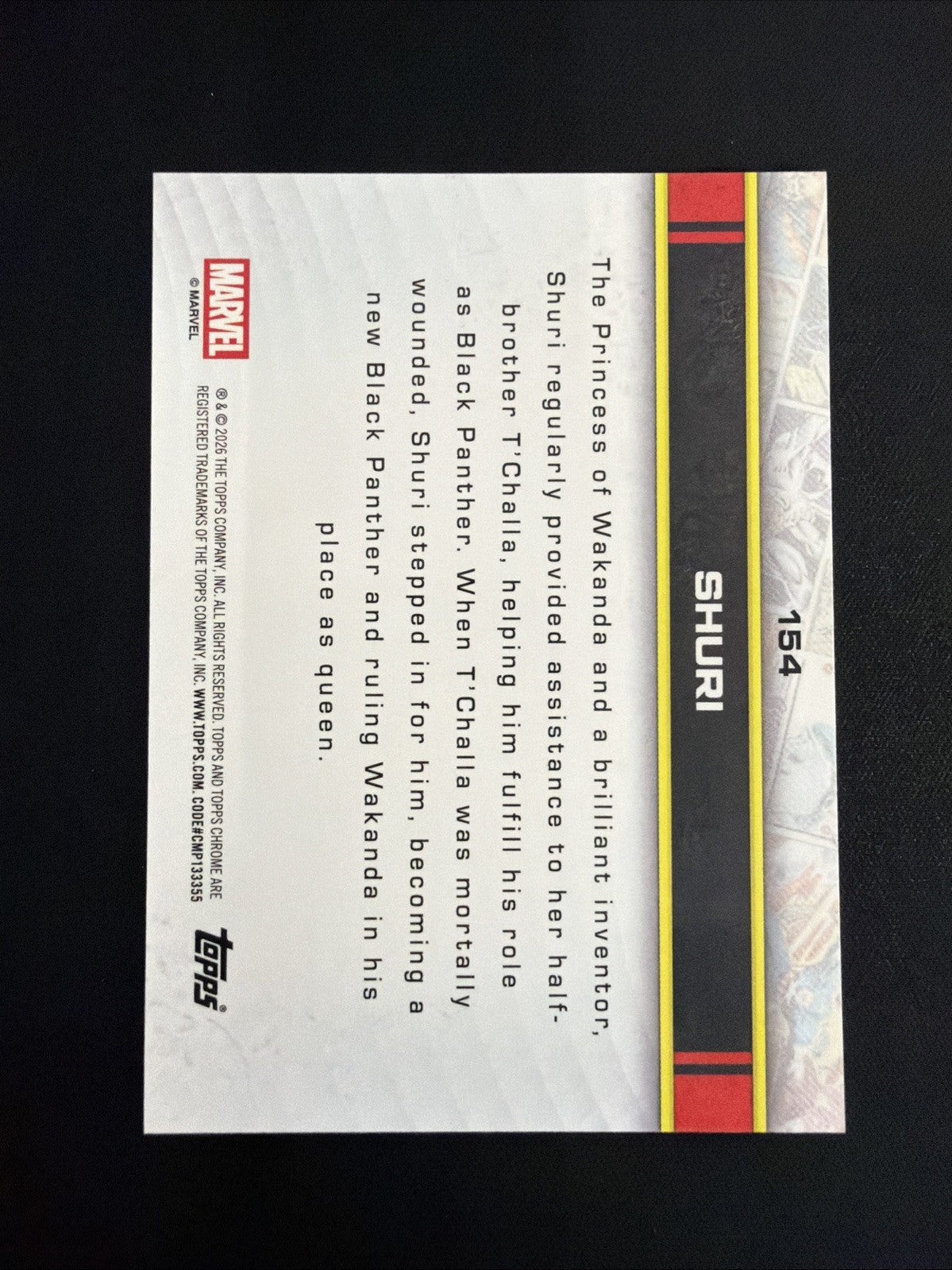 2026 Topps Chrome Shuri True Red 3/5 Marvel #154