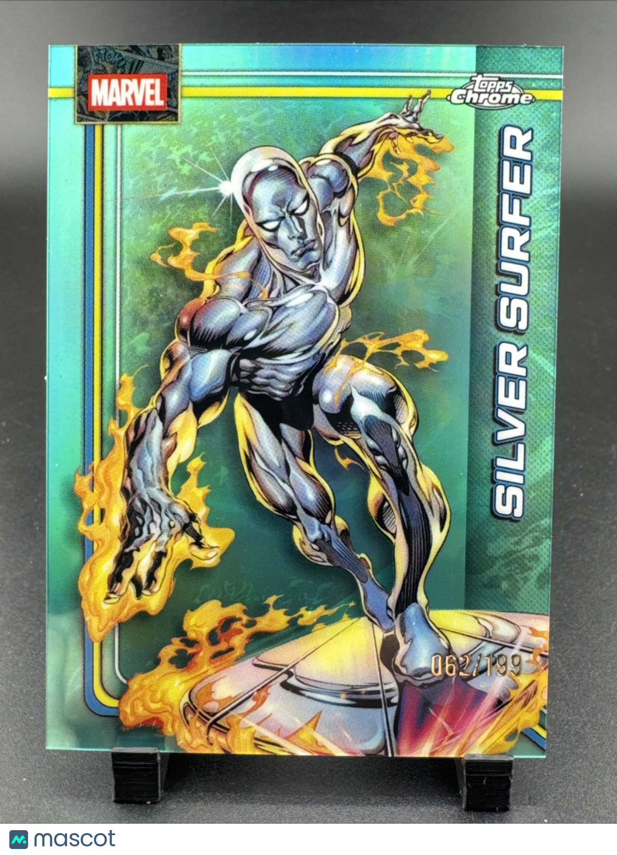 2026 Topps Chrome Marvel Silver Surfer Aqua Refractor 62/199