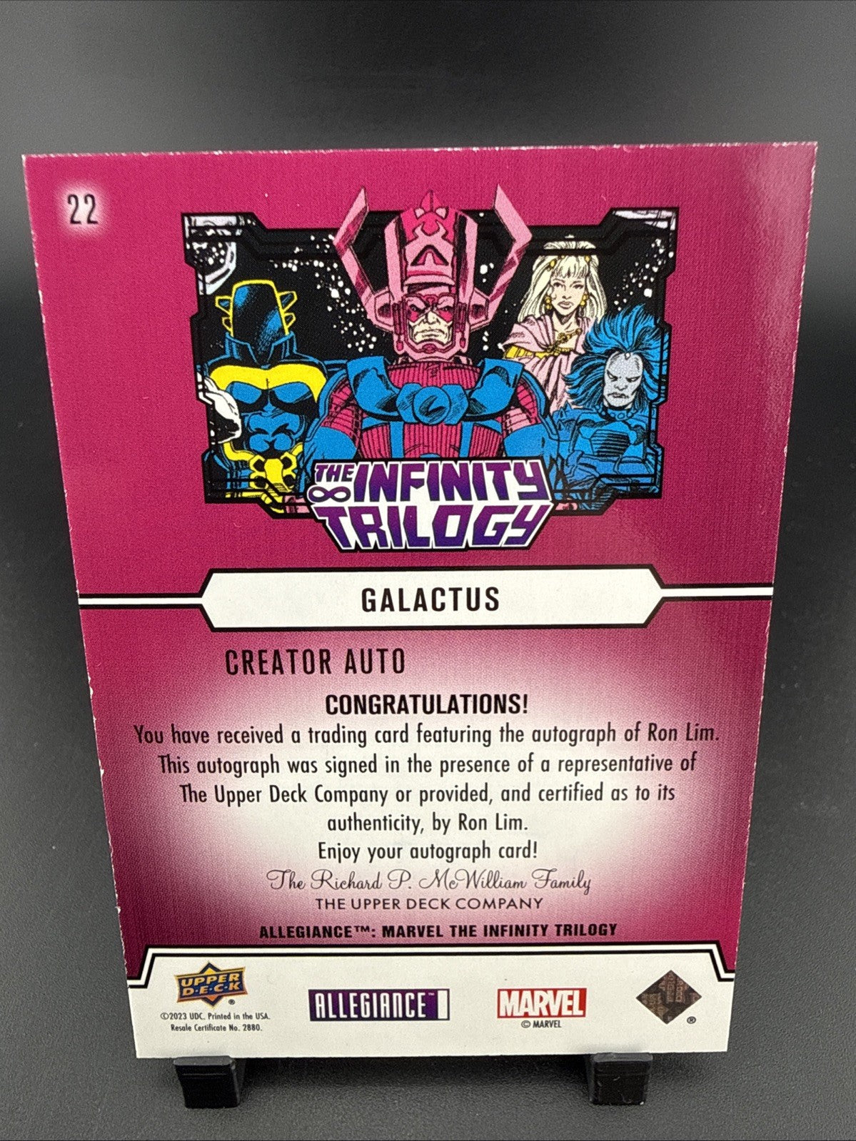 Upper Deck Marvel Allegiance Infinity Trilogy  "Galactus" RON LIM AUTO
