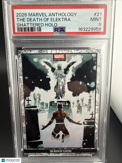 2026 Marvel Anthology THE DEATH OF ELEKTRA SHATTERED HOLO MINY PSA 9 /5!