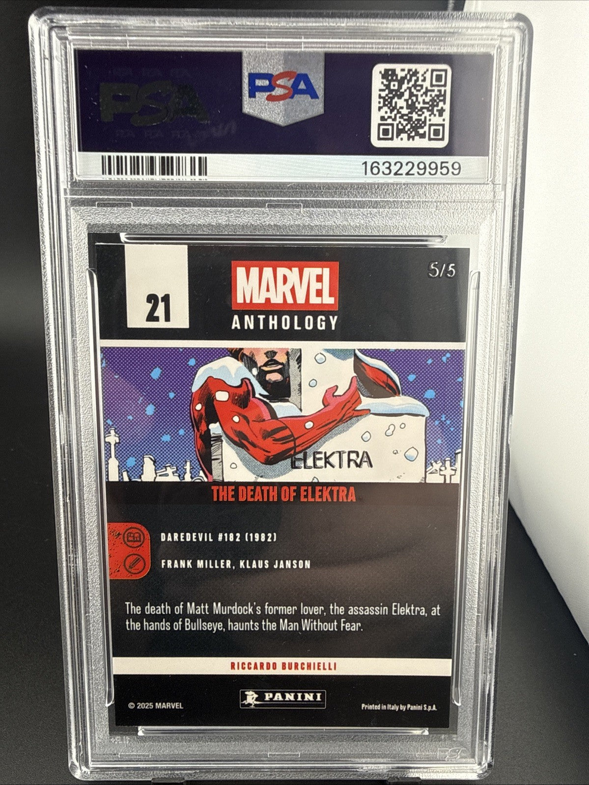 2026 Marvel Anthology THE DEATH OF ELEKTRA SHATTERED HOLO MINY PSA 9 /5!