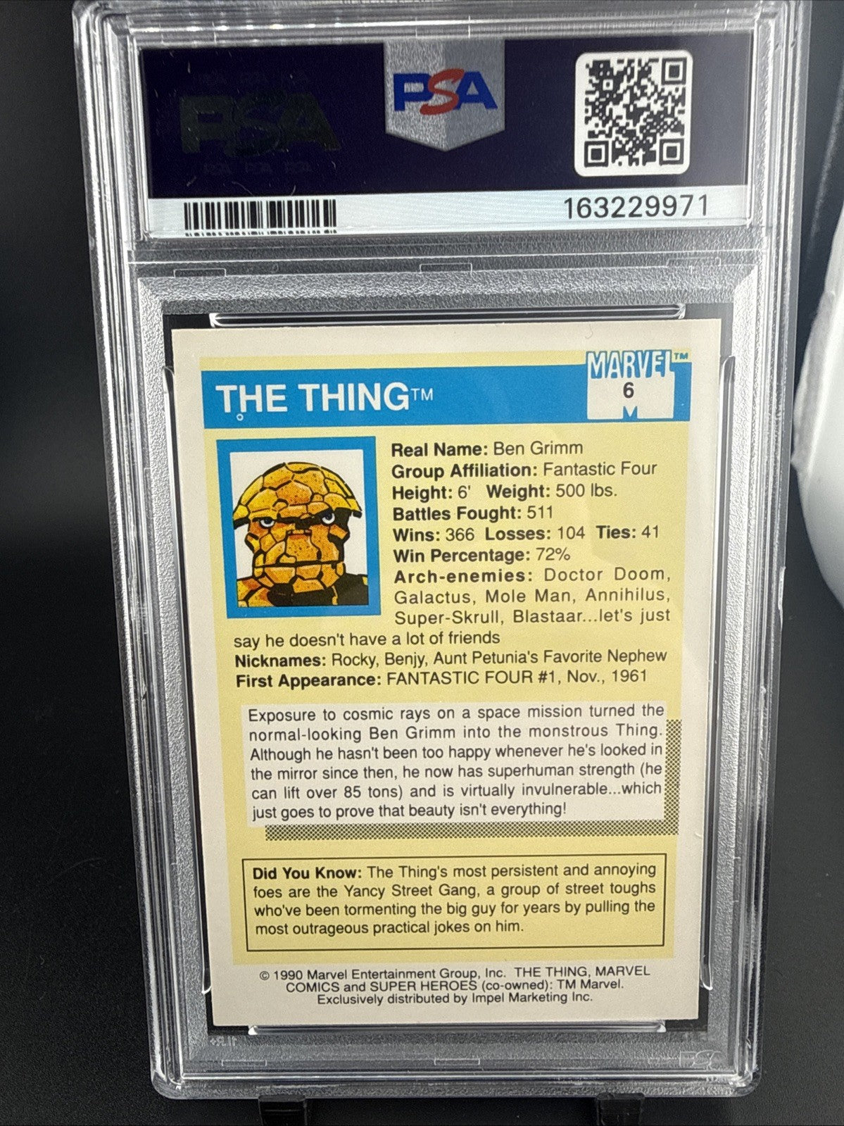 1990 Impel Marvel Universe Thing #6 PSA 8 NM-MINT