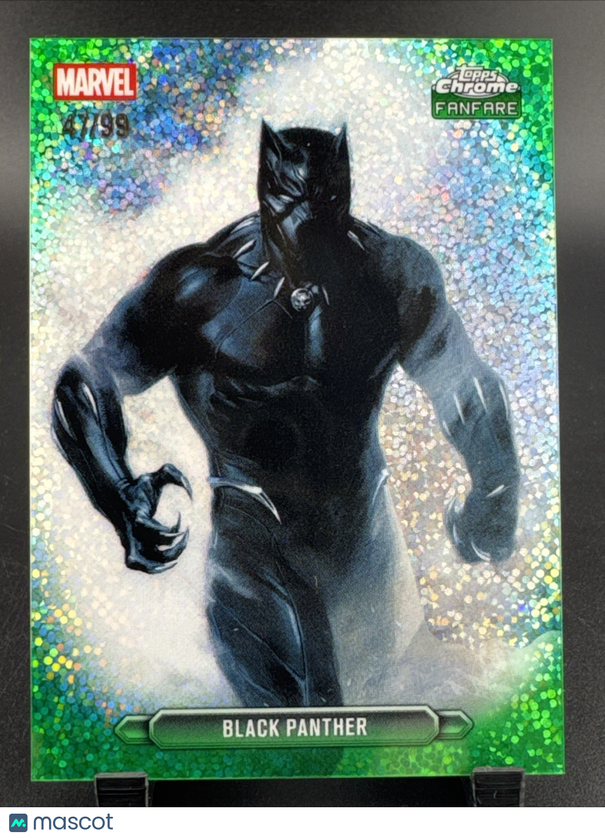2026 Topps Chrome Marvel Comics Black Panther Fanfare Green Mini-Diamond /99