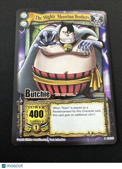Bandai One Piece CCG Card Butchie The Mighty Meowban Brothers Holo Quest Begins