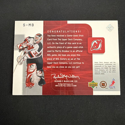 2001-02 Upper Deck Top Shelf - Game-Used Sticks Martin Brodeur #S-MB (MEM)