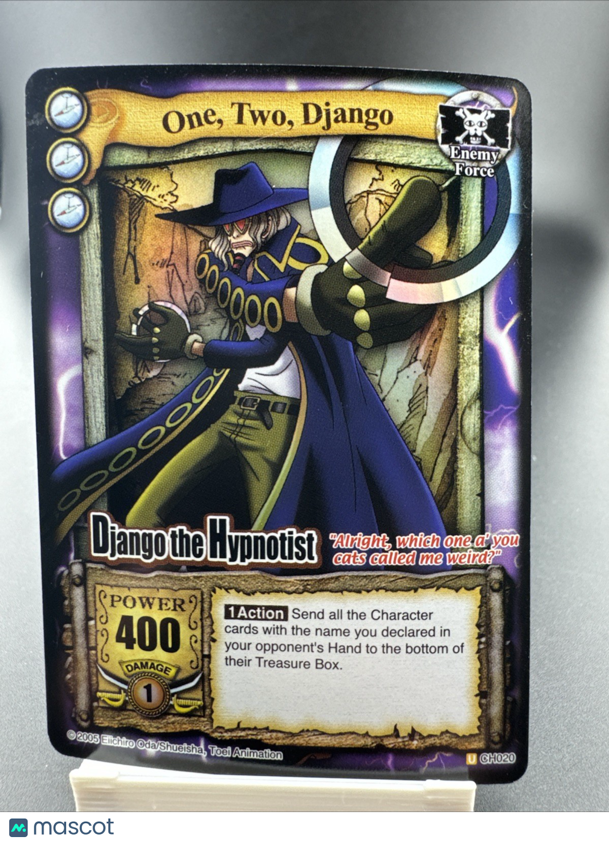 Bandai One Piece CCG Card Django The Hypnotist One, Two, Django Holo Vintage