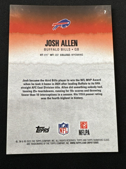 2025 Topps Signature Class JOSH ALLEN #7 Teal /225 Buffalo Bills NFL QB