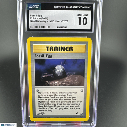 2001 Pokemon Fossil Egg 1st Edition Neo Discovery 72/75 CGC 10