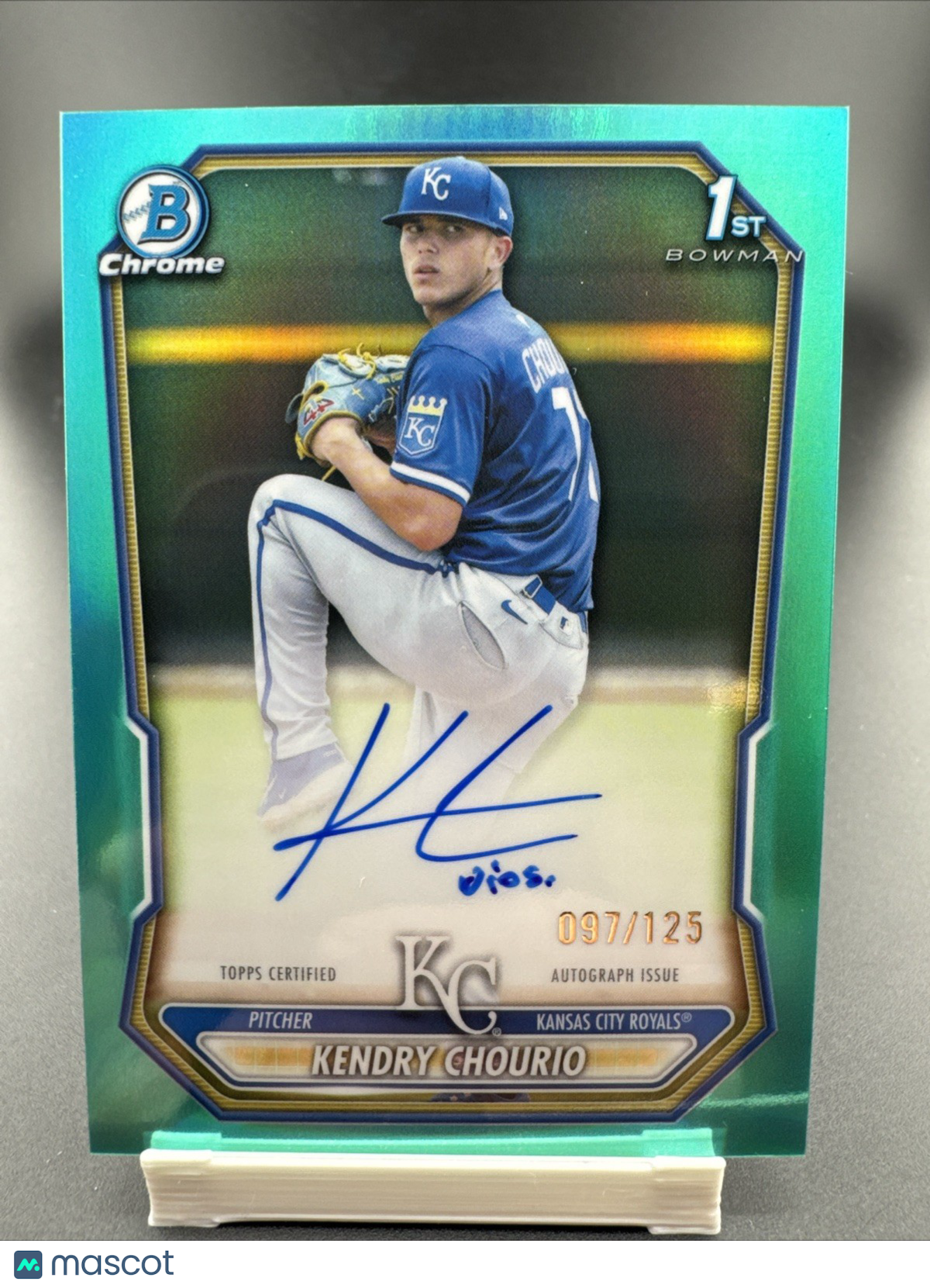 2026 Bowman Kendry Chourio Chrome Auto Aqua Refractor 1st Prospect #/125 Royals