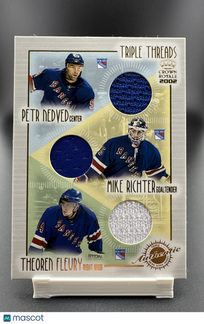 2001-02 Pacific Crown Royale - Triple Threads Mike Richter, Theoren Fleury, Petr