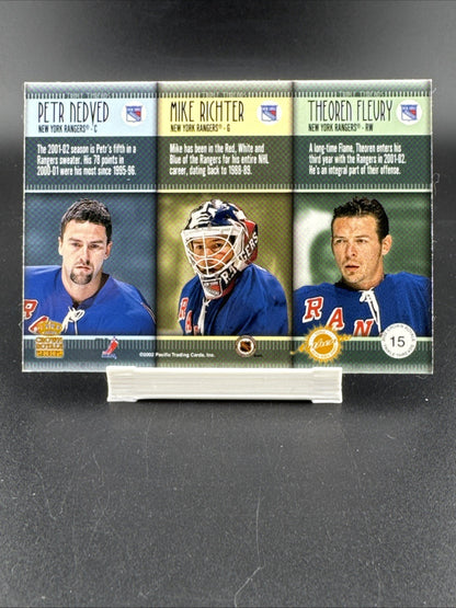 2001-02 Pacific Crown Royale - Triple Threads Mike Richter, Theoren Fleury, Petr
