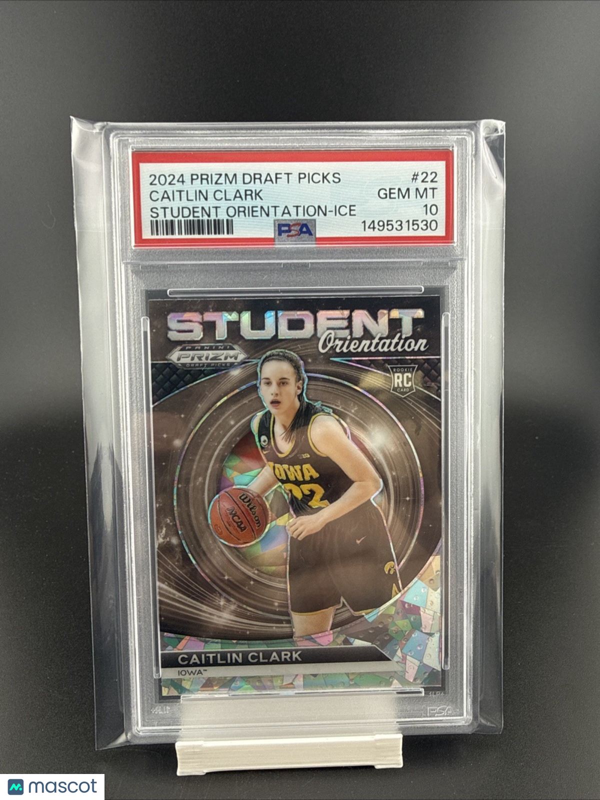 Super Star Caitlin Clark Panini Prizm Draft Card (Student Orientation) Gem MT 10
