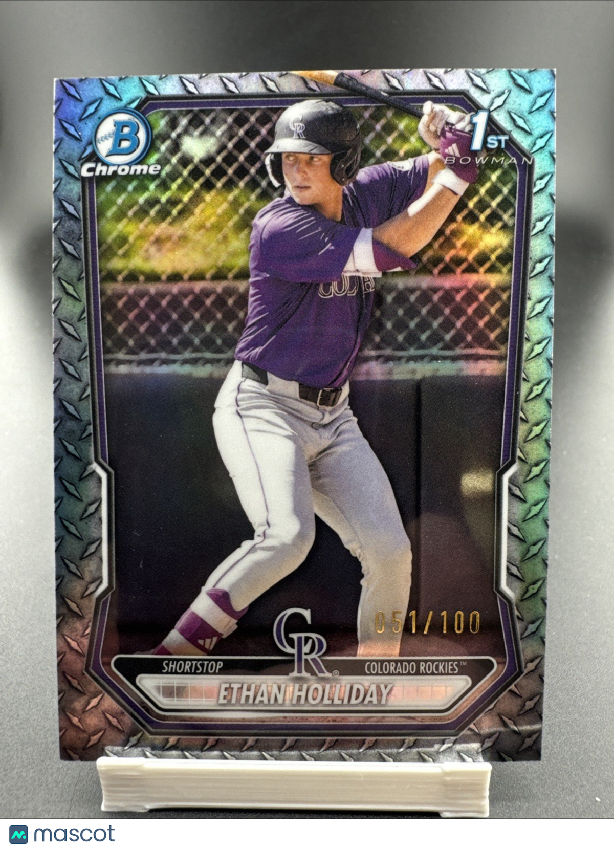 2026 Bowman 1st Ethan Holliday Steel Metal Refractor /100 Colorado Rockies #BCP1