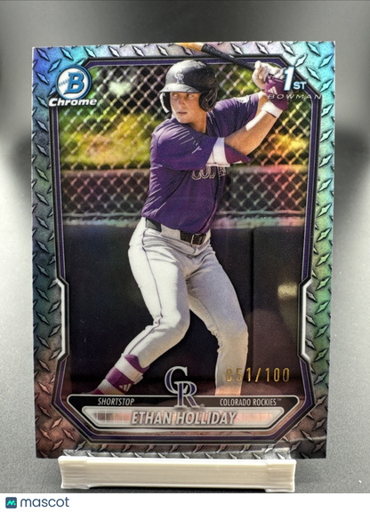 2026 Bowman 1st Ethan Holliday Steel Metal Refractor /100 Colorado Rockies #BCP1