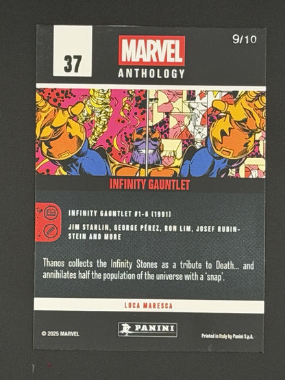 2025 Panini Marvel Anthology #37 Infinity GauntleT 9/10 Cosmo Holo THANOS