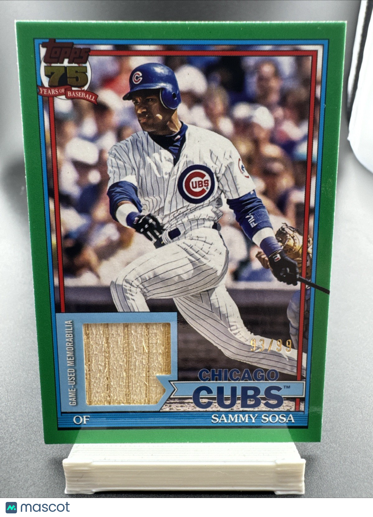 2026 Topps Sammy Sosa 1991 Design Game Used Bat Relic Green Border /99 Cubs