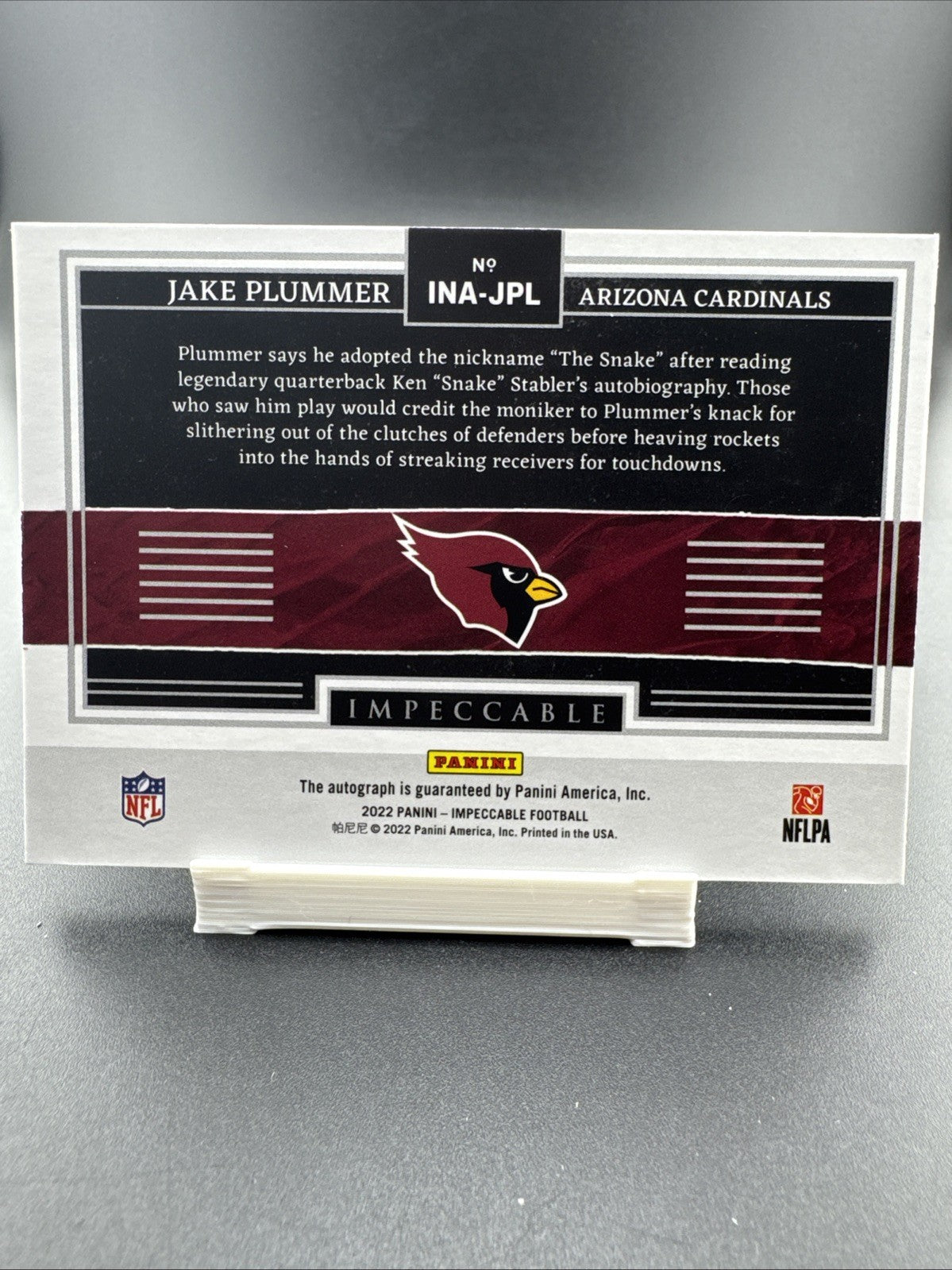 2022 Panini Impeccable - Impeccable Nickname Autographs Jake Plummer #INA-JPL