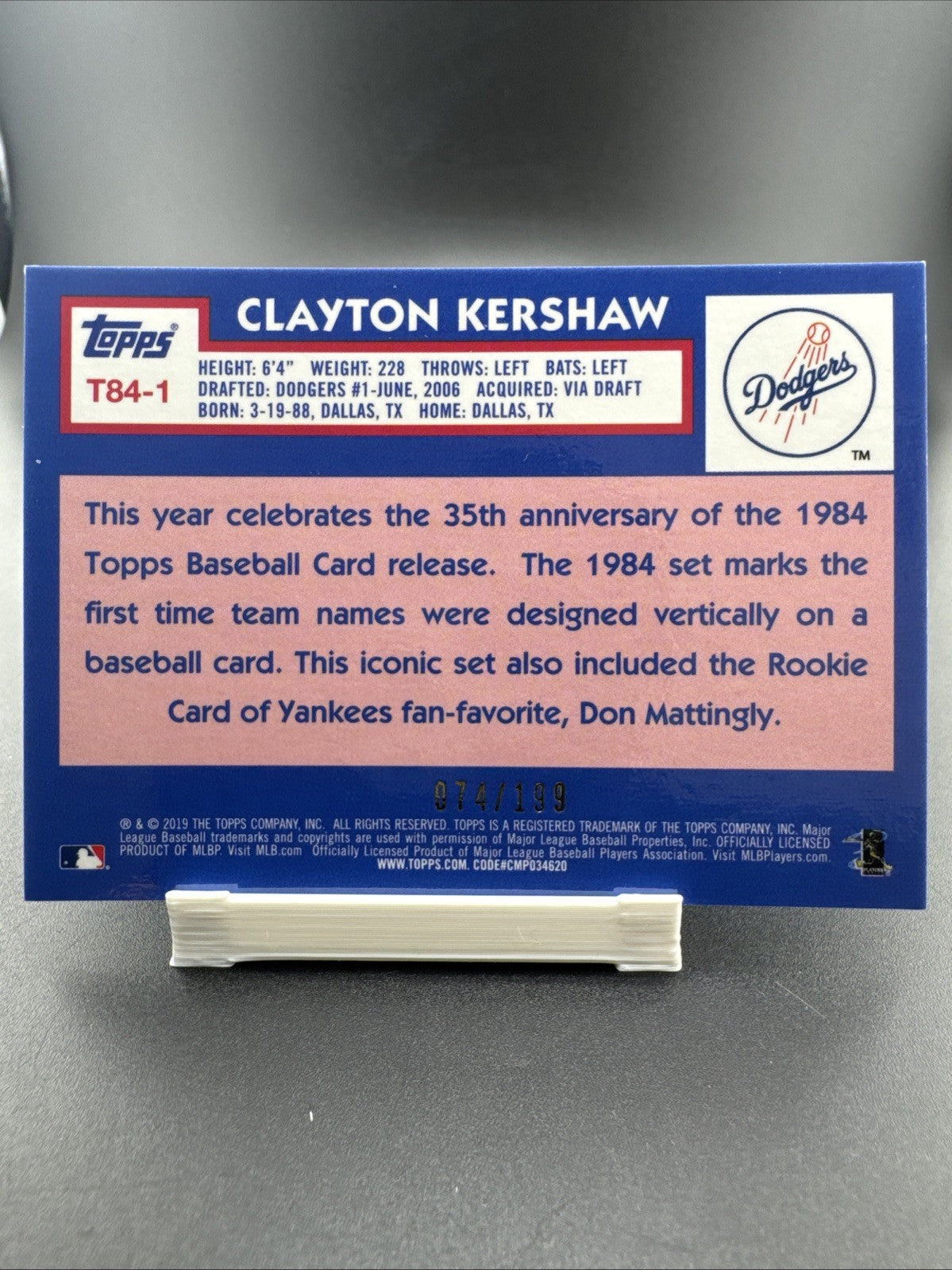 2019 Topps Silver Pack Series 2 - 1984 Topps Baseball Clayton Kershaw #T84-1...