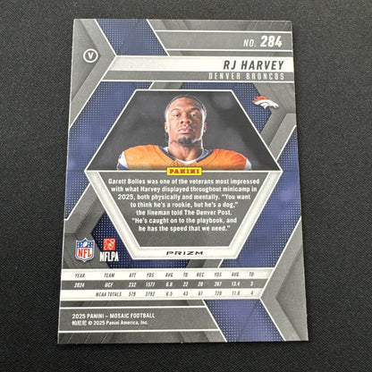 2025 Panini Mosaic Rookie Variations RJ Harvey Honeycomb Prizm #284 Broncos NFL