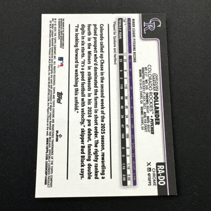Chase Dollander 2025 Topps Chrome Magenta Purple Lava Lamp Auto /299 Rockies RC