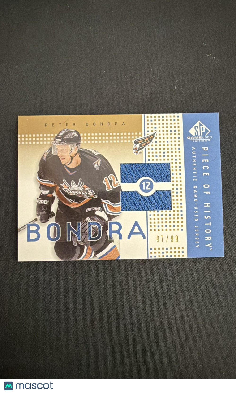 2002-03 SP Game Used - Piece of History Peter Bondra #PH-BD Gold /99 (MEM)