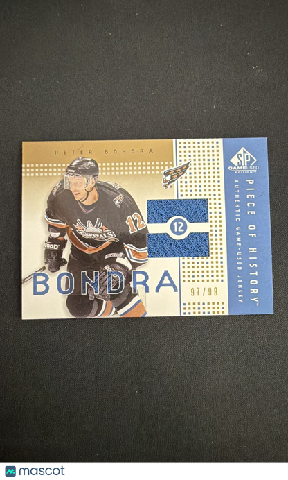 2002-03 SP Game Used - Piece of History Peter Bondra #PH-BD Gold /99 (MEM)