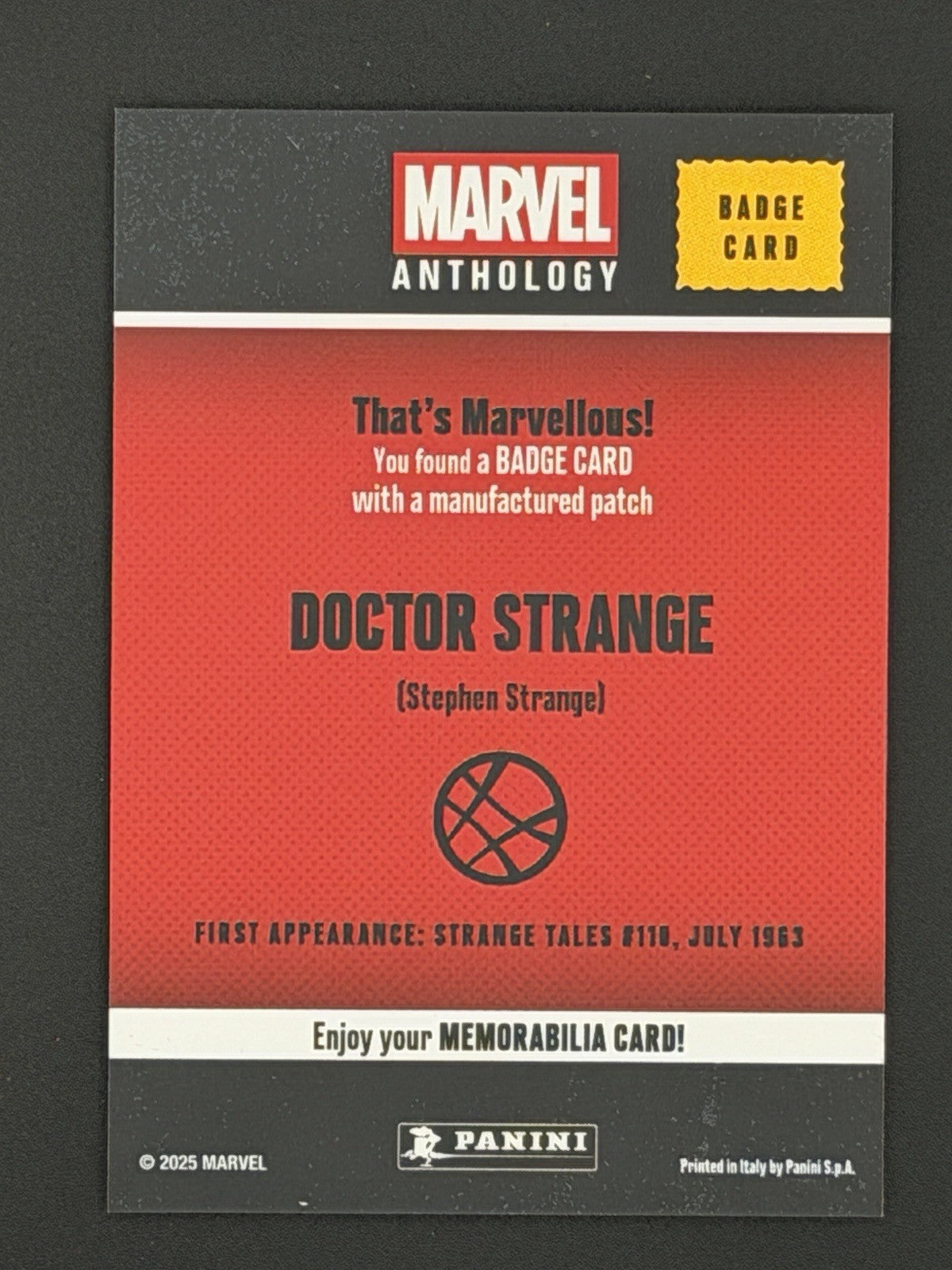 Doctor Strange 2025 Panini Marvel Anthology Memorabilia Patch Premium MCU
