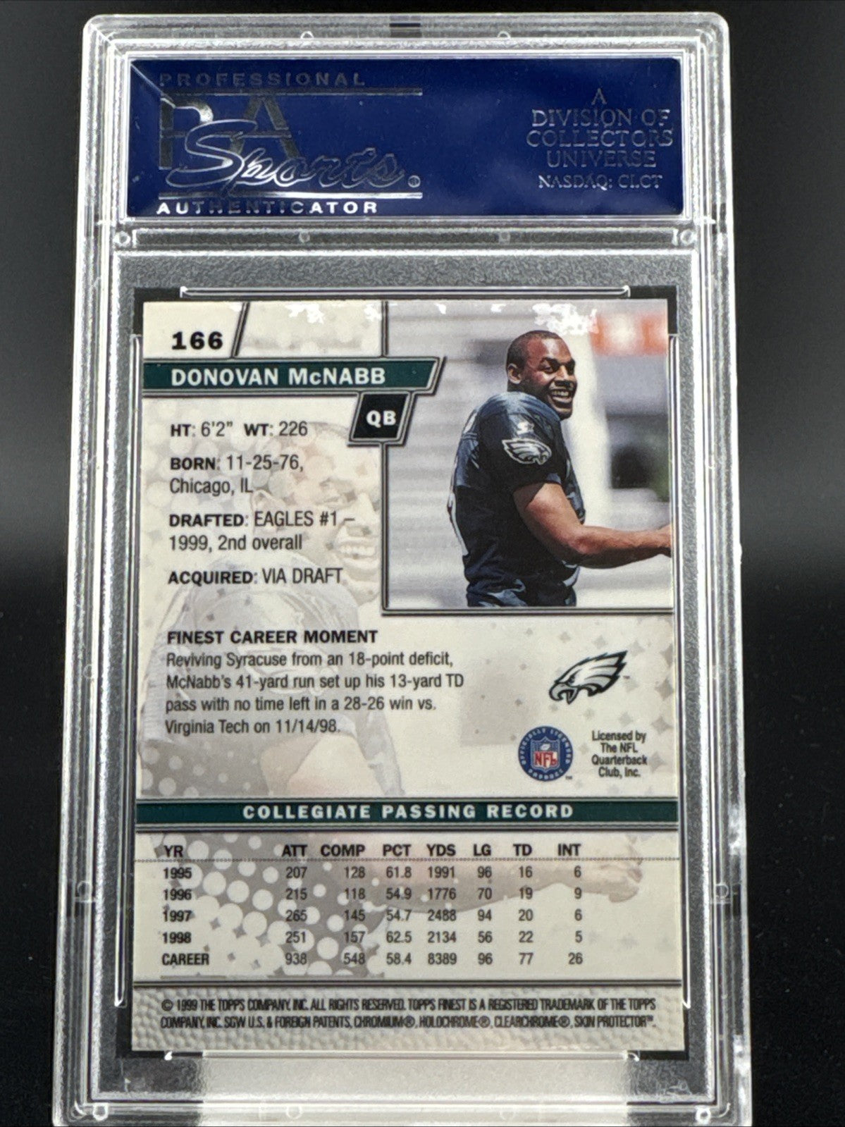 1999 Topps Finest - Rookies Donovan McNabb #166 (RC)