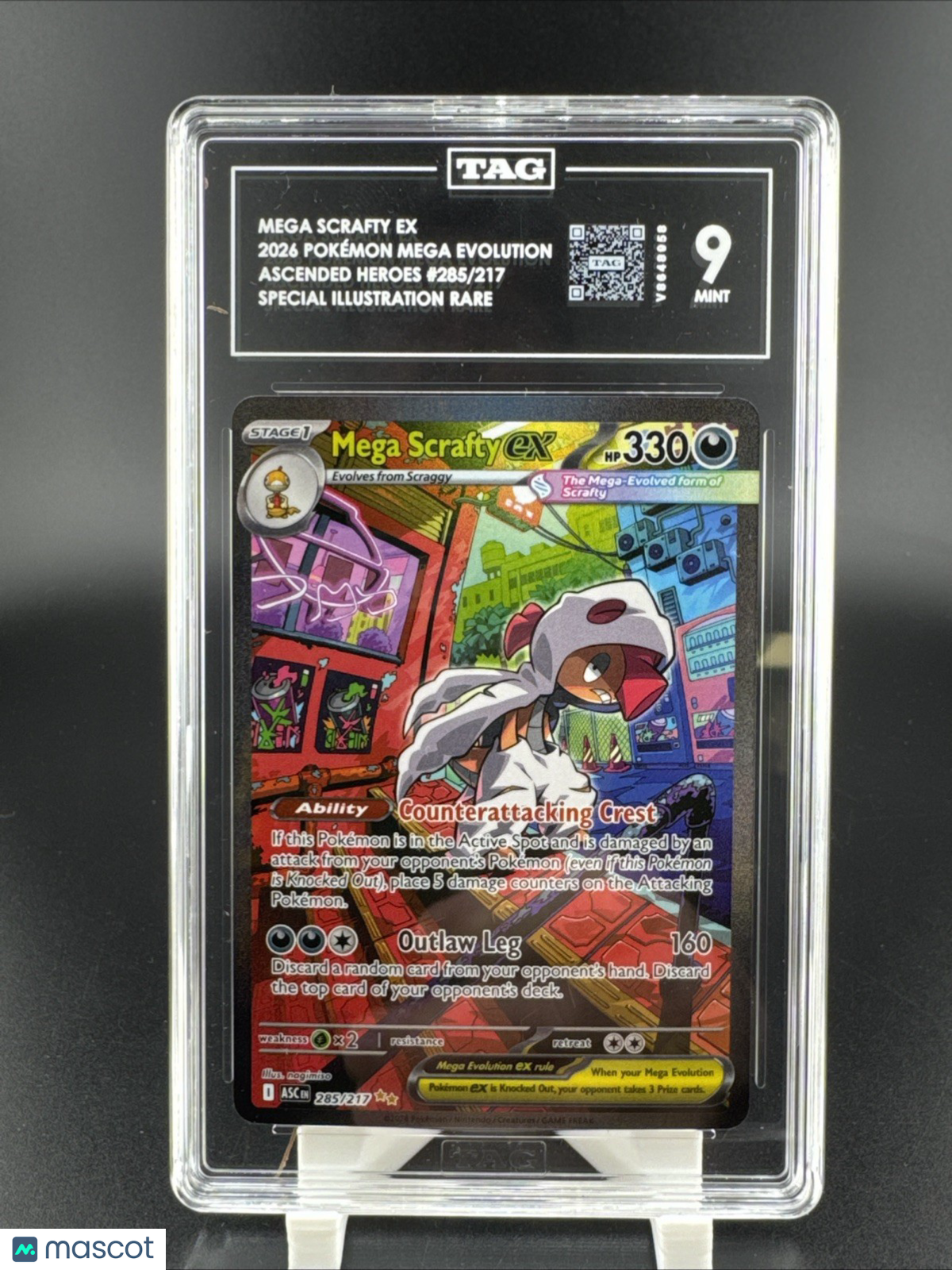 2026 Pokemon Mega Scrafty ex 285/217 Me: Ascended Heroes Holo TAG 9