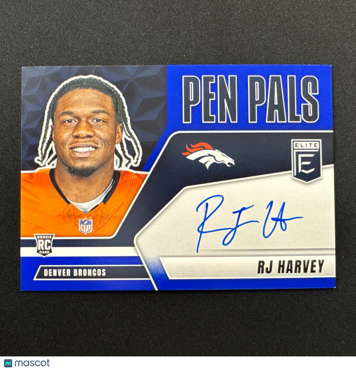 2025 Panini Donruss Elite Pen Pals Blue Ink RJ Harvey #PP-RJH Rookie Auto RC