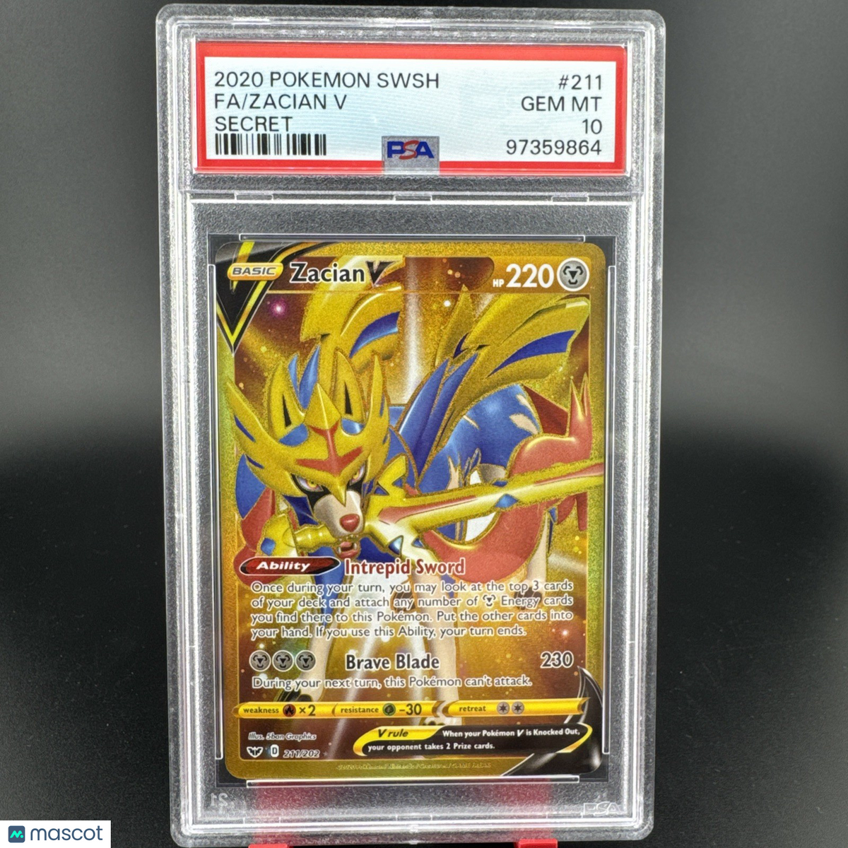 2020 Pokemon SWSH FA Zacian V Secret 211/202 PSA 10