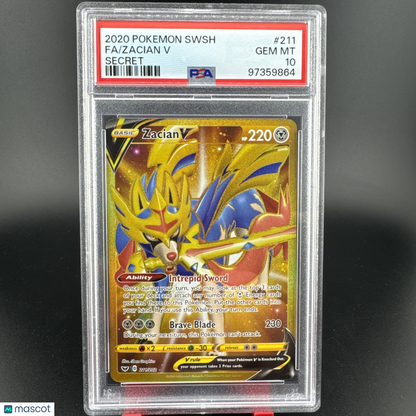 2020 Pokemon SWSH FA Zacian V Secret 211/202 PSA 10