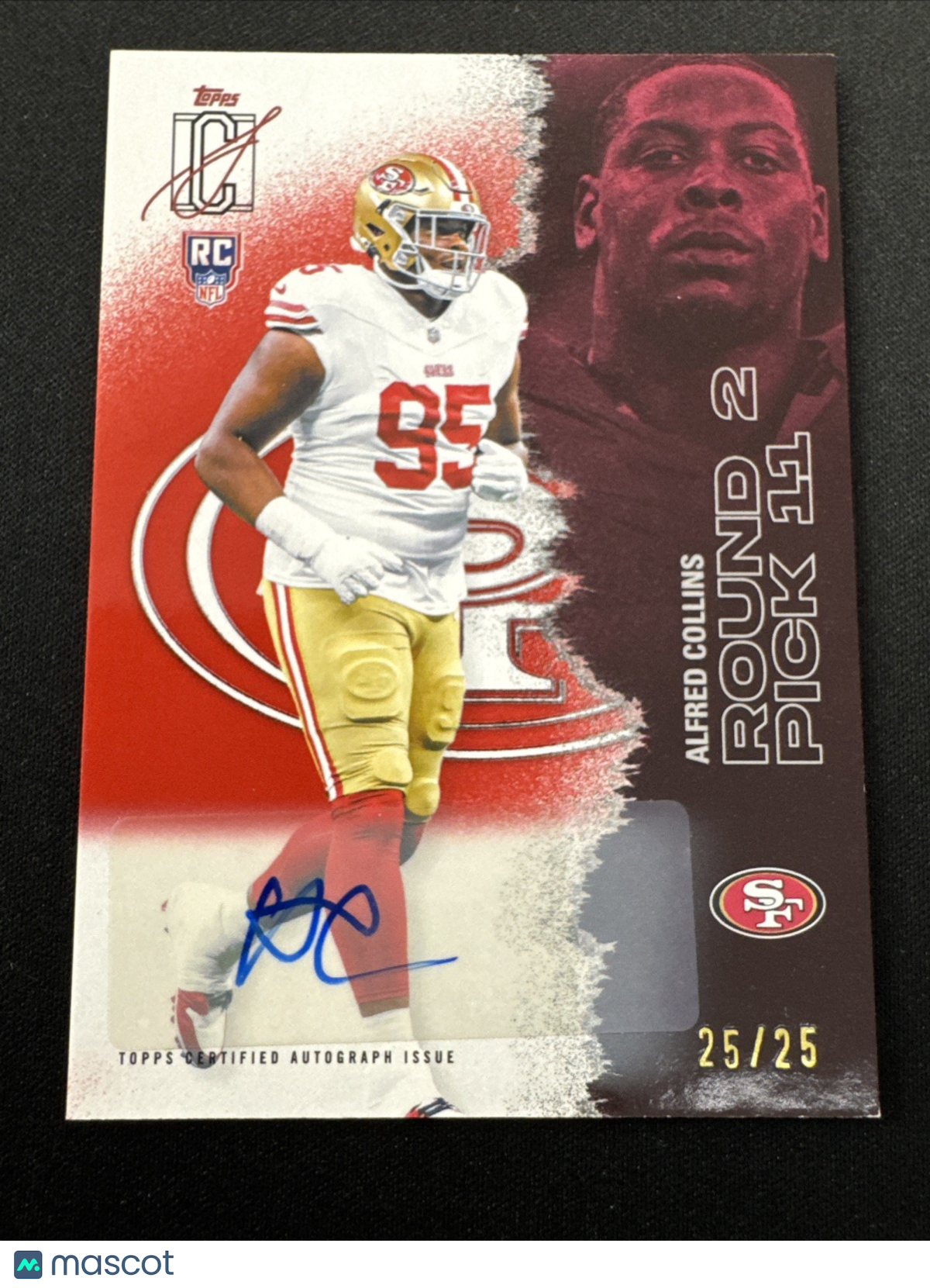 Topps 2025 Signature Class Alfred Collins RC Auto 25/25 49ers #196