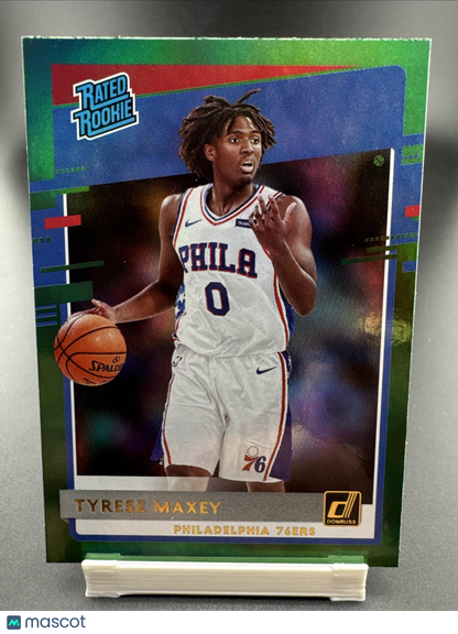 2020-21 Panini Donruss - Rated Rookies Tyrese Maxey #211 Green Flood (RC)