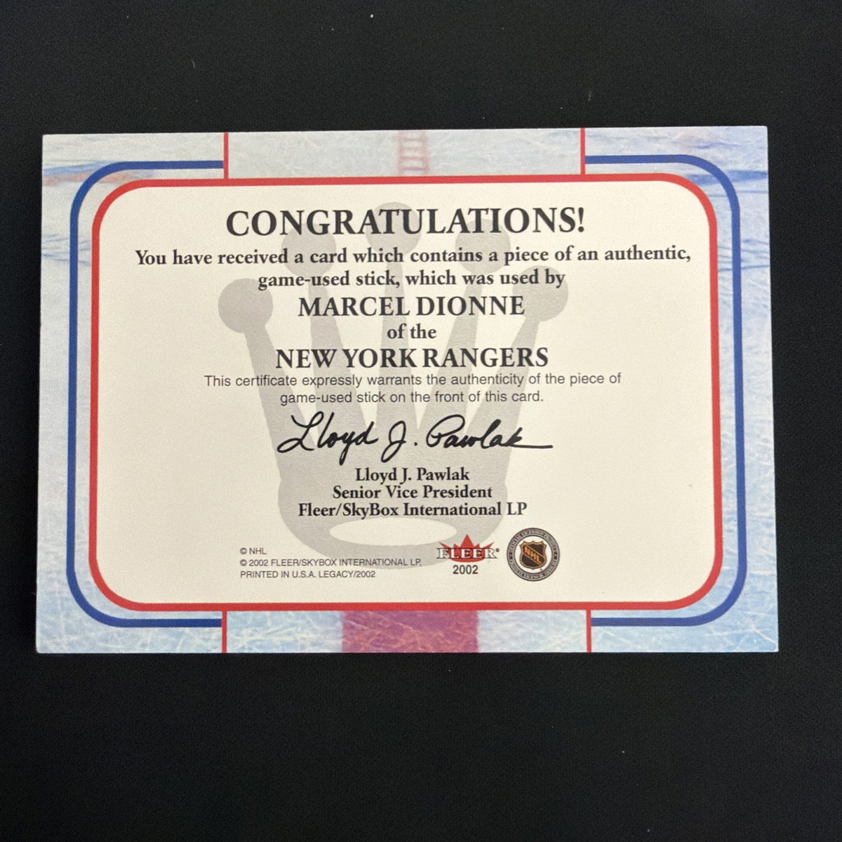 2001-02 Fleer Legacy - Memorabilia Hockey Kings Marcel Dionne (MEM)