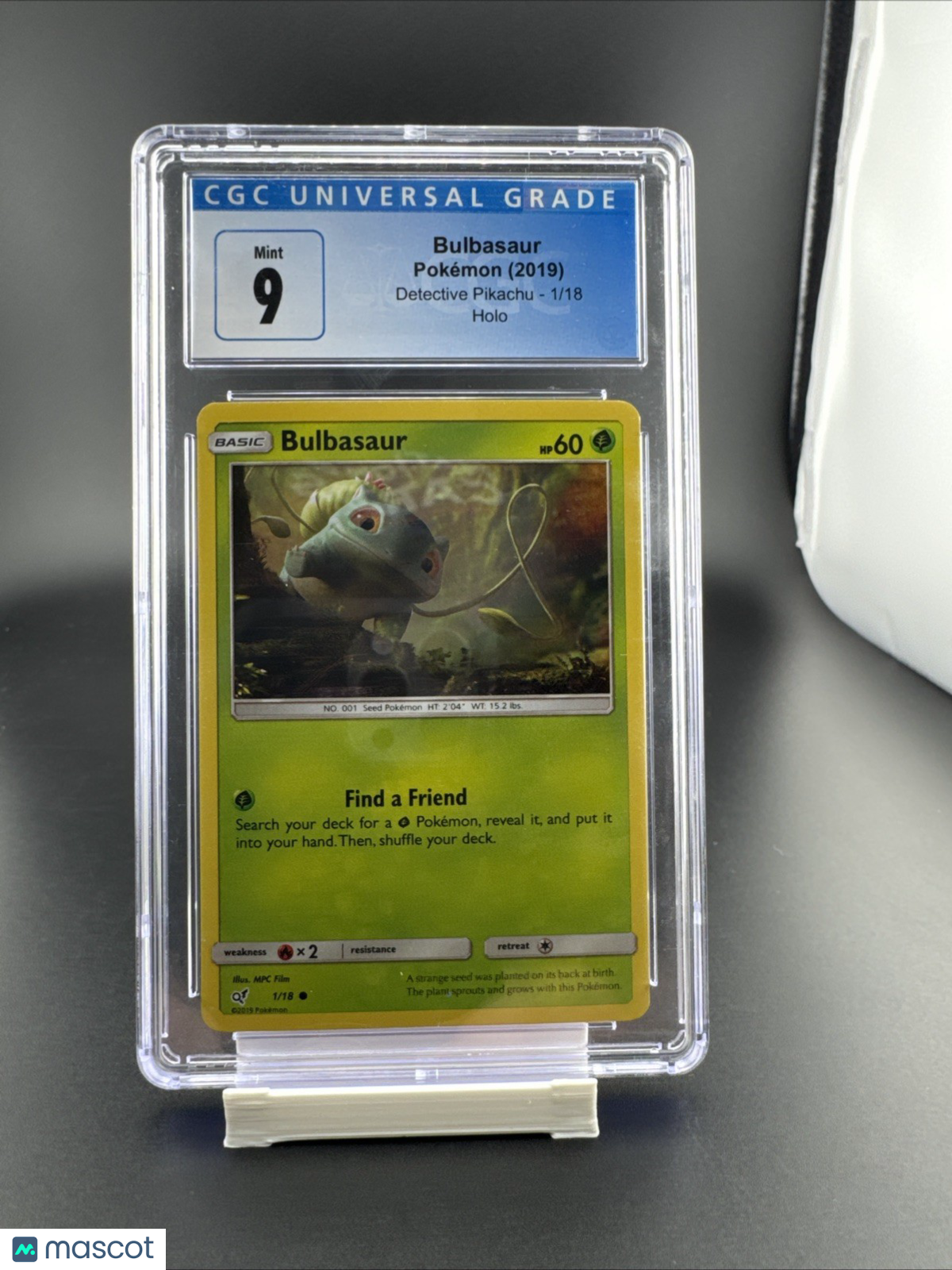 TQG 9.5 MINT+ 2019 Pokemon ENG Bulbasaur 1/18 C