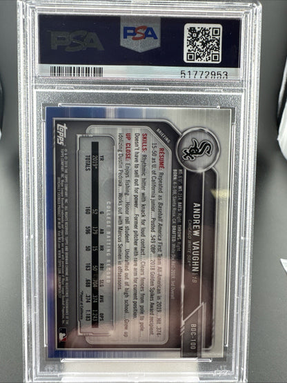 2019 Bowman Draft - Chrome Image Variation Andrew Vaughn #BDC-100 Ball Near...