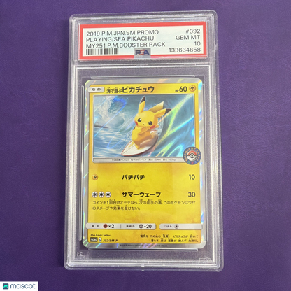 Pokemon Playing in the Sea Pikachu Surfing 392/SM-P 2019 Japanese PSA 10