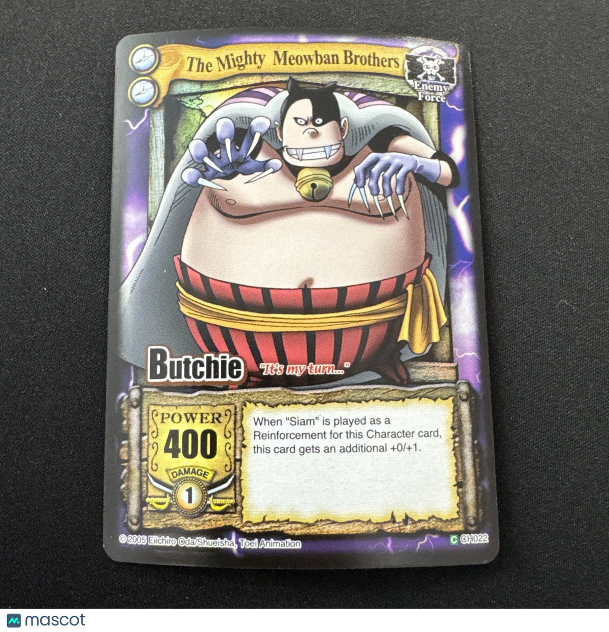 Bandai One Piece CCG Card Butchie The Mighty Meowban Brothers Holo Quest Begins