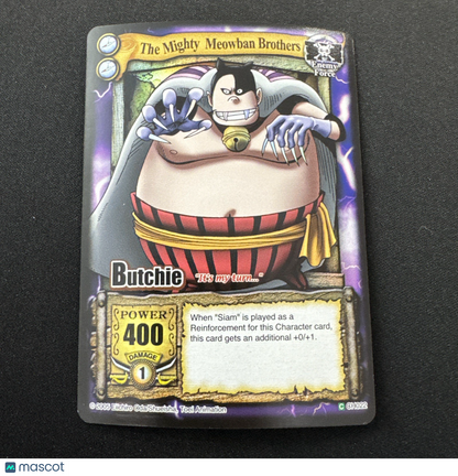 Bandai One Piece CCG Card Butchie The Mighty Meowban Brothers Holo Quest Begins