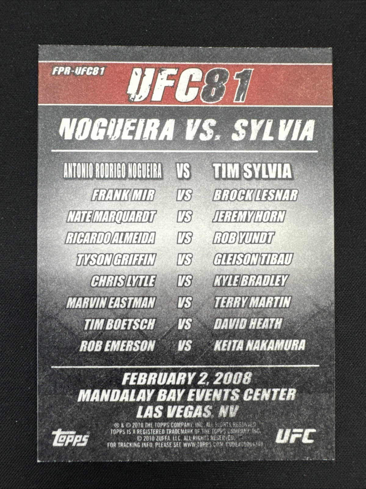 2010 Topps UFC Main Event - Fight Poster Review Brock Lesnar, Antonio Rodrigo...