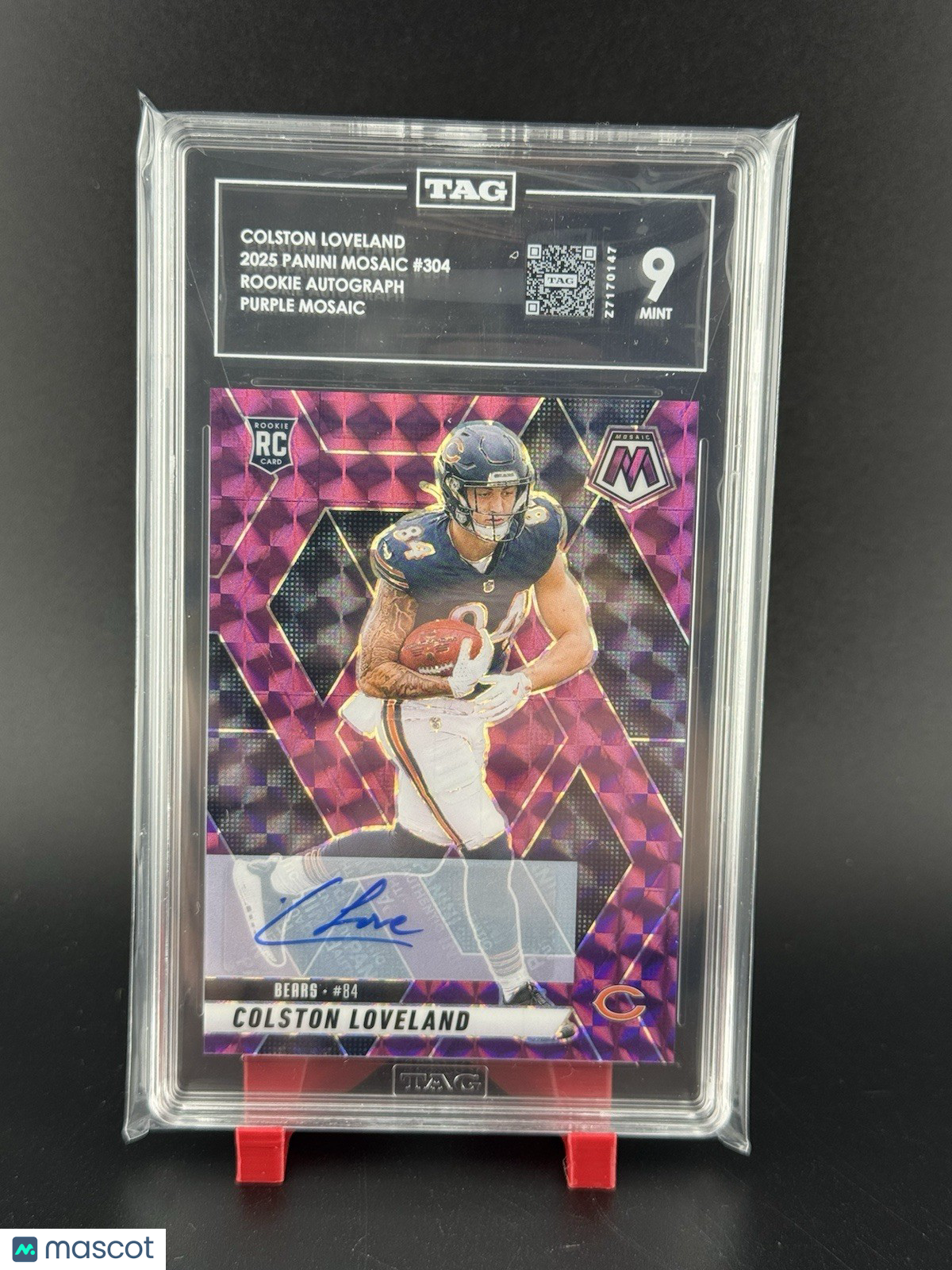COLSTON LOVELAND 2025 Panini Mosaic Rookie Auto Purple Prizm /49 #304 Bears TAG