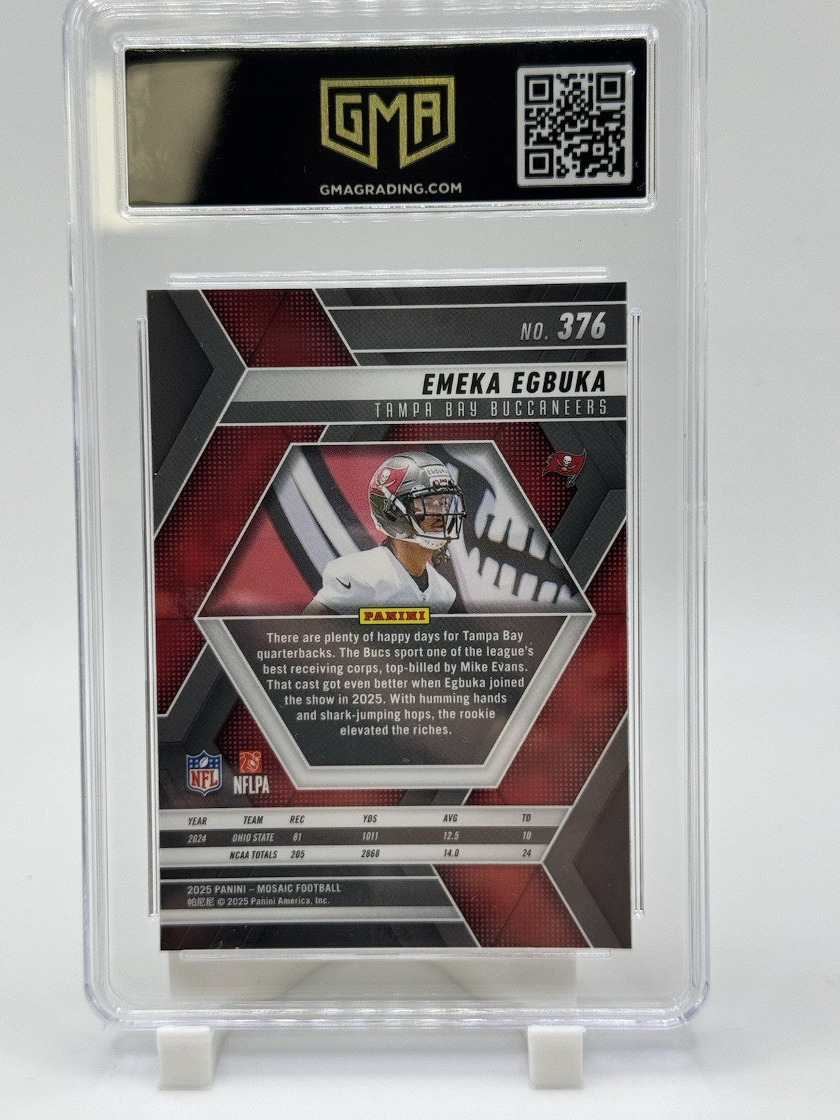 2025 Panini Mosaic Emeka Egbuka #376 RC Rookie GMA 10 Tampa Bay Buccanners