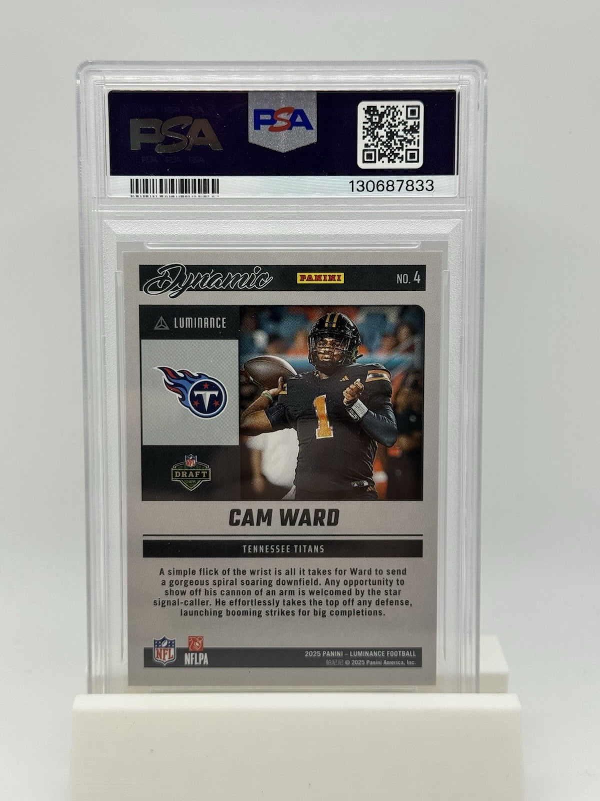 2025 Panini Luminance- #4 Cam Ward Dynamic RC- PSA 10- Tennessee Titans
