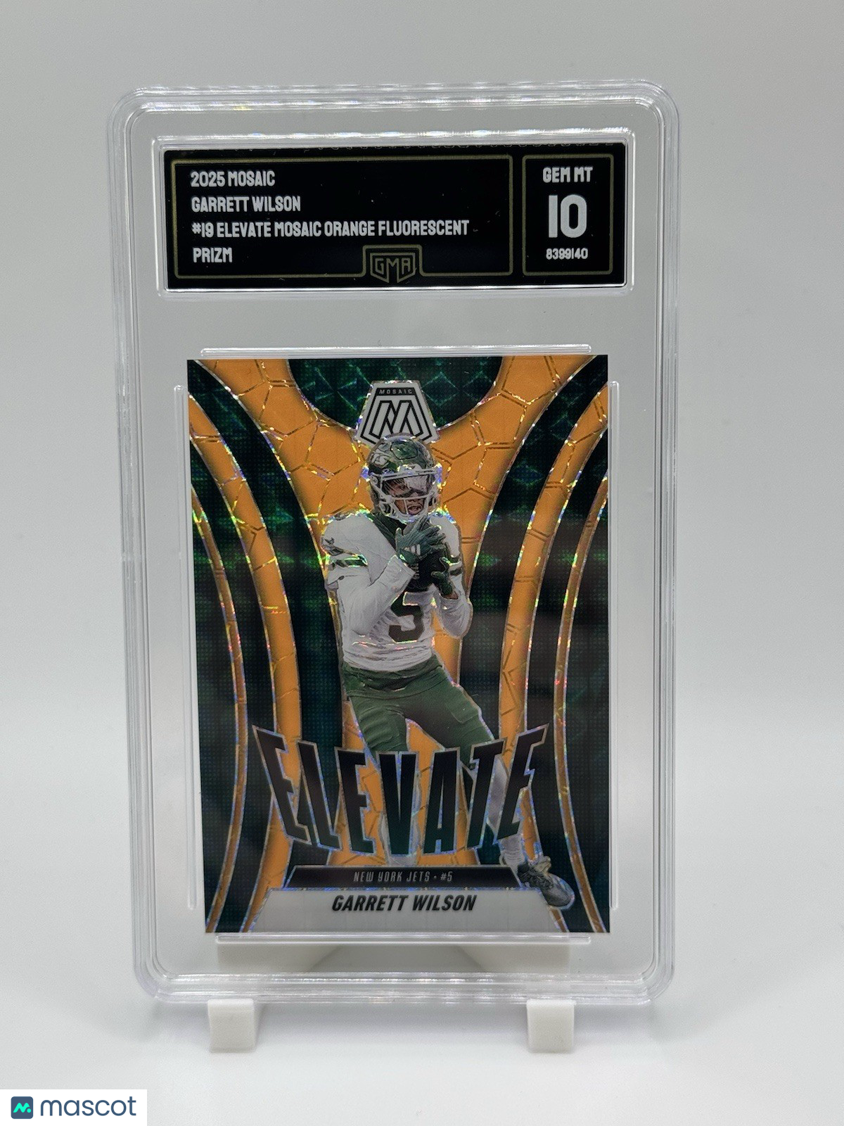2025 Mosaic Garrett Wilson Elevate Orange Fluorescent Prizm #19 Jets GMA  10