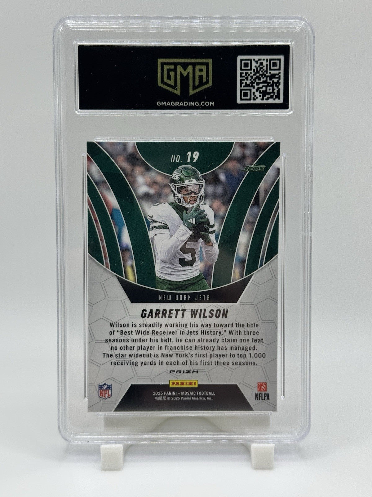 2025 Mosaic Garrett Wilson Elevate Orange Fluorescent Prizm #19 Jets GMA  10