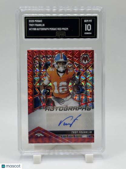 2025 Panini Mosaic Troy Franklin Red Prizm Autograph 147/199 Denver Broncos